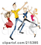 Royalty Free RF Clipart Illustration Of A Happy Energetic Family Jumping