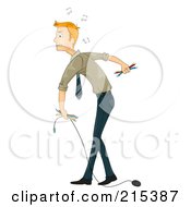 Poster, Art Print Of Mad Blond Businessman Carrying Computer Parts