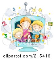 Poster, Art Print Of Group Of School Kids And Animals In An Educational Tv