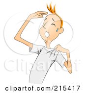 Royalty Free RF Clipart Illustration Of A Sweaty Hot Man Touching His Forehead