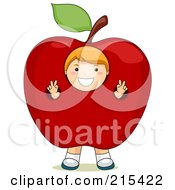 Poster, Art Print Of Little School Boy Wearing An Apple Costume