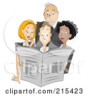 Poster, Art Print Of Group Of Newspaper Publishers Reading A Paper Together