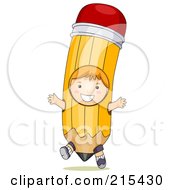 Poster, Art Print Of Little School Boy Wearing A Pencil Costume