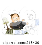 Poster, Art Print Of Pissed Businessman Tossing Paperwork Off Of His Desk
