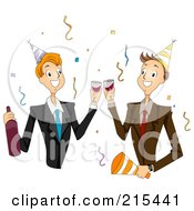 Poster, Art Print Of Two Male Colleagues Toasting At A New Years Party