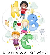 Poster, Art Print Of Diverse School Kids With Letters