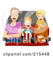 Father Son And Mother Watching A Funny Movie