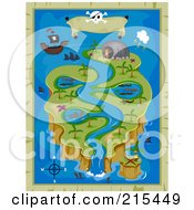 Poster, Art Print Of Treasure Map Island Background With A River