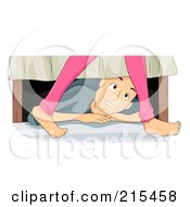 Royalty Free RF Clipart Illustration Of A Pleased Stalker Under A Bed Watching A Woman Walking