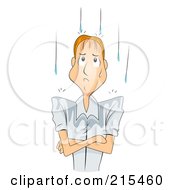 Royalty Free RF Clipart Illustration Of A Grumpy Man Standing In The Rain