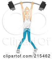 Royalty Free RF Clipart Illustration Of A Skinny Man Lifting A Heavy Barbell Above His Head by BNP Design Studio