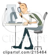 Poster, Art Print Of Man Trying To Diagnose A Computer Problem With A Magnifying Glass