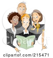 Poster, Art Print Of Group Of Publishers Reading A Magazine Together