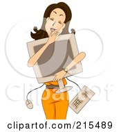 Poster, Art Print Of Happy Woman Hugging Her Computer
