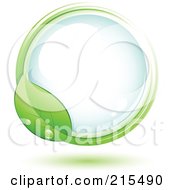 Royalty Free RF Clipart Illustration Of A Green Leaf Wet With Dew Circling Around A Blue Orb