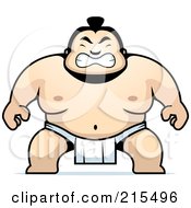 Royalty Free RF Clipart Illustration Of A Sumo Guy Crouching