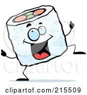 Royalty Free RF Clipart Illustration Of A Happy Dancing Sushi Character