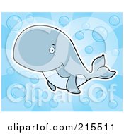 Poster, Art Print Of Cute Blue Whale Swimming Through Bubbles