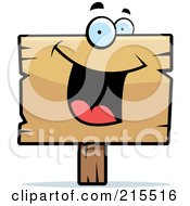 Royalty Free RF Clipart Illustration Of A Happy Smiling Wood Sign Character