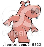 Royalty Free RF Clipart Illustration Of A Hippo Walking Upright by Cory Thoman