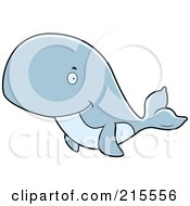 Royalty Free RF Clipart Illustration Of A Cute Blue Whale by Cory Thoman