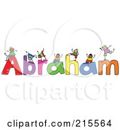 Poster, Art Print Of Childs Sketch Of Boys Playing On The Name Abraham