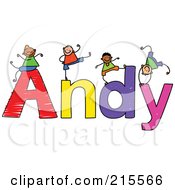 Childs Sketch Of Boys Playing On The Name Andy