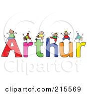 Childs Sketch Of Boys Playing On The Name Arthur