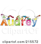 Poster, Art Print Of Childs Sketch Of Girls Playing On The Name Audrey