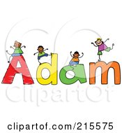 Childs Sketch Of Boys Playing On The Name Adam