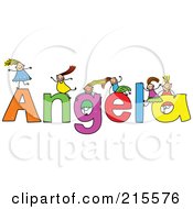Royalty Free RF Clipart Illustration Of A Childs Sketch Of Girls Playing On The Name Angela