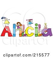 Poster, Art Print Of Childs Sketch Of Girls Playing On The Name Alicia