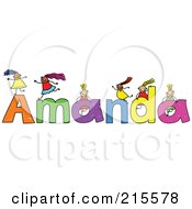Poster, Art Print Of Childs Sketch Of Girls Playing On The Name Amanda