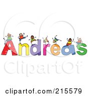 Poster, Art Print Of Childs Sketch Of Boys Playing On The Name Andreas