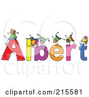 Poster, Art Print Of Childs Sketch Of Boys Playing On The Name Albert