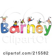 Childs Sketch Of Boys Playing On The Name Barney
