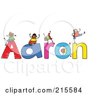 Childs Sketch Of Boys Playing On The Name Aaron