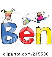 Childs Sketch Of Boys Playing On The Name Ben