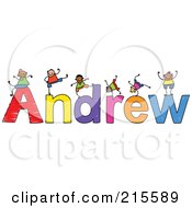 Poster, Art Print Of Childs Sketch Of Boys Playing On The Name Andrew