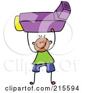 Poster, Art Print Of Childs Sketch Of A Boy Holding An Asthma Inhaler