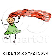 Poster, Art Print Of Childs Sketch Of A Girl With Long Red Hair