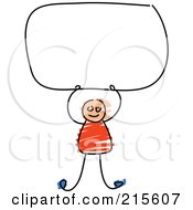 Royalty Free RF Clipart Illustration Of A Childs Sketch Of A Boy Holding Up A Blank Sign