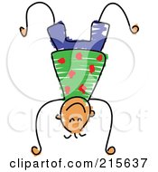 Royalty Free RF Clipart Illustration Of A Childs Sketch Of A Boy Doing A Hand Stand