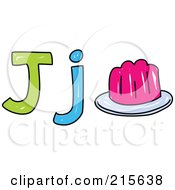 Poster, Art Print Of Childs Sketch Of A Capital And Lowercase Letter J With Jelly