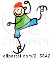 Royalty Free RF Clipart Illustration Of A Childs Sketch Of A Boy Ice Skating