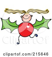 Royalty Free RF Clipart Illustration Of A Childs Sketch Of A Girl With A Holly Body