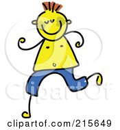 Poster, Art Print Of Childs Sketch Of A Running Boy With Jaundice