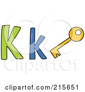 Poster, Art Print Of Childs Sketch Of A Capital And Lowercase Letter K With A Key