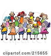 Poster, Art Print Of Childs Sketch Of A Posing Group Of Kids