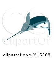 Royalty Free RF Clipart Illustration Of A Blue Marlin Fish Jumping 1